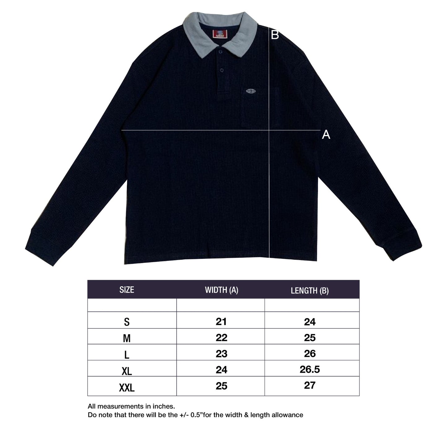 Globe Waffle Long Sleeve Polo (Marquee Navy)