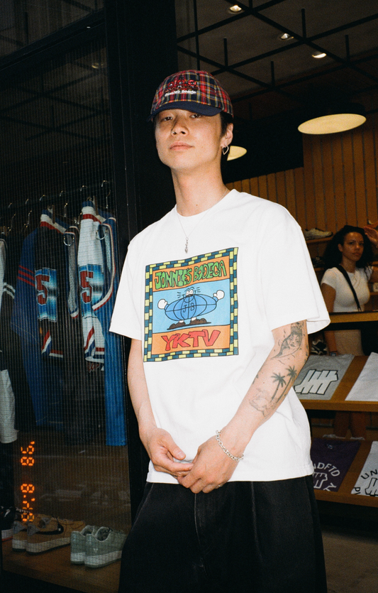 Globe Knows The Vibes Tee (Cloud White) - by Yutaka Kobayashi