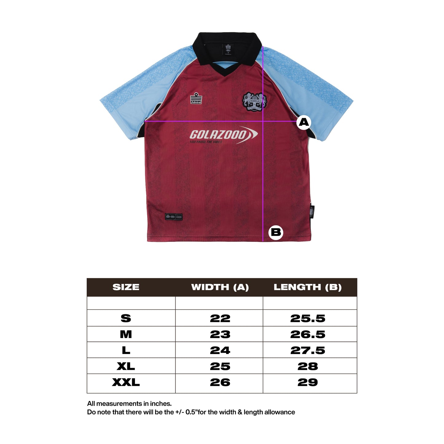 Admiral Sportswear x Jonnie's Bodega "Glory Days" Third Kit (Burgundy)